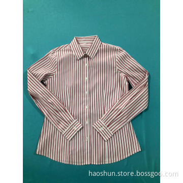 Reliable Quality Red Stripes Pattern Woman's Leisure Shirts